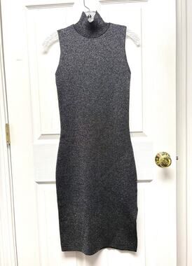 House of Harlow 1960 Dress Metallic Mock Neck Bodycon XS Side Slit Midi